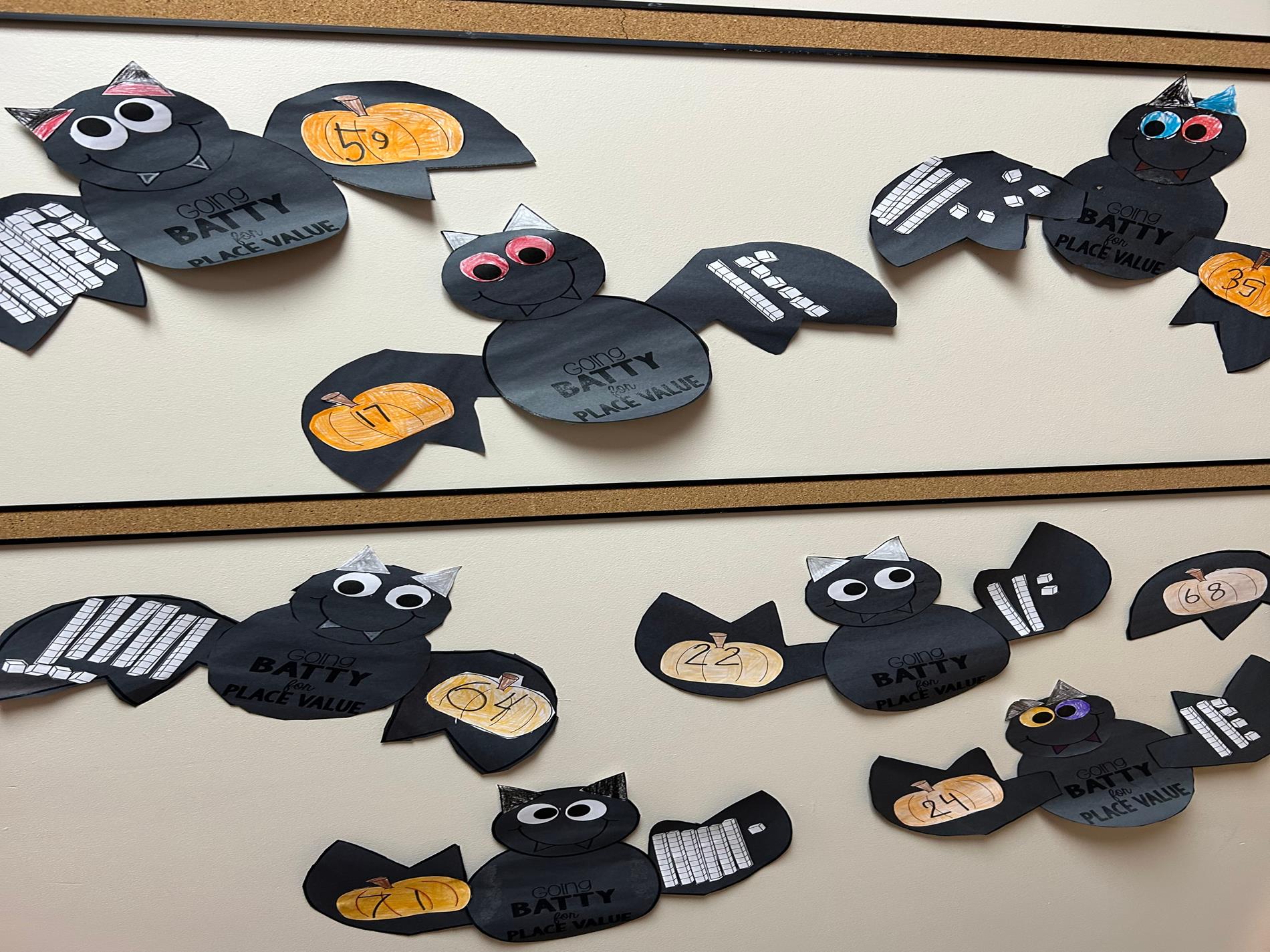 Craft made bats on the wall